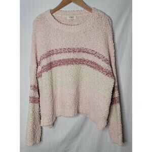 Umgee- Women's Popcorn Pink striped sweater- size Large